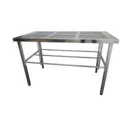 Adjustable height Perforated cleanroom table 150cm x 75xm x 90cm-94cm